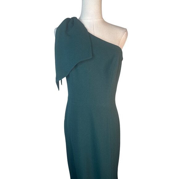 Dress The Population One-Shoulder Medium Forest Green Maxi Dress Polyester Blend - Picture 6 of 14